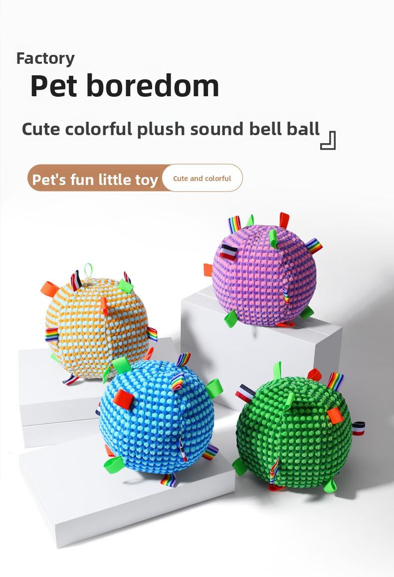 Pet Toy Ribbon Sound Ball, Dog Toy, Interactive Bell Rolling Ball for Teasing and Throwing, Pet Toy, Cat Teething Toy