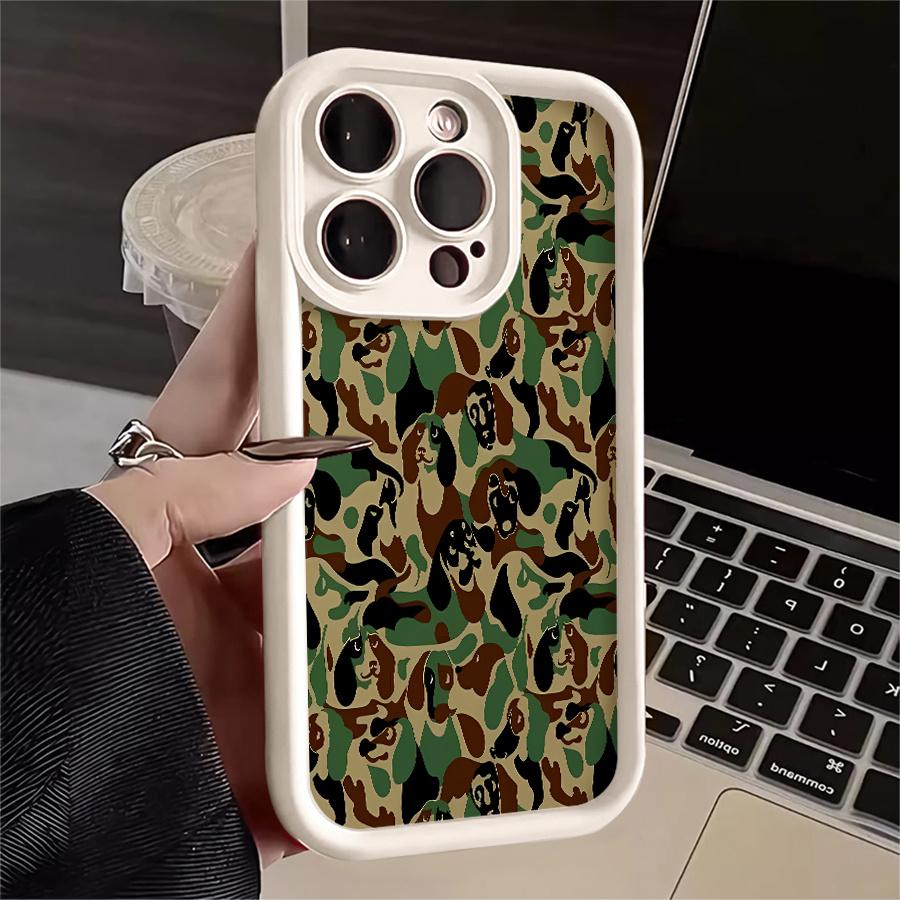 Phone Case - 1pc Camo Dog Pattern Phone Case Suitable for Apple iPhone 17 E Air Pro ProMax iPhone16 15 14 Plus 13 12 Mini 11 X XS XR Antidrop Softshell Shock Proof All Inclusive Lens Protection Funky Fashion Can Be