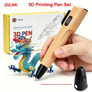 3dlnk 3D Printing Pen Set, Anti-Clog Design, Compatible with Pla/abs Filament, Includes 2m 6 Colors, LCD Display for Creative Art