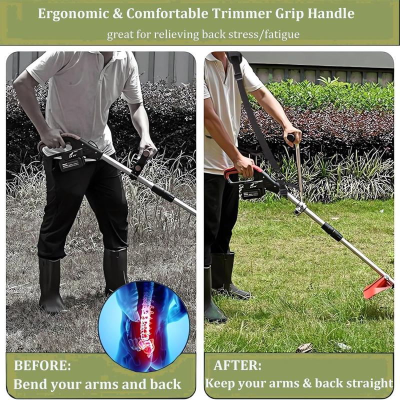 Weed Eater Handle Extension, String Trimmer Grip Back Saver with Shoulder Strap Harness, Universal Weedeater Attachments for Lawn Care, Landscaping, Yard Trimming Edging, Grass Trimmer Accessories