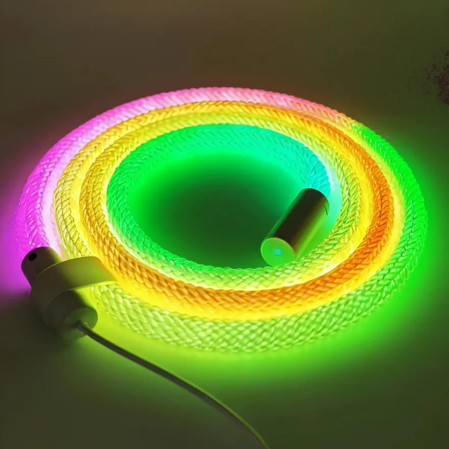 360 Degree Glowing Smart RGBIC LED Strip Light USB Powered 60LEDs/m Round Grid Flexible Nylon Rope for Bedroom Party Ambient Lighting Decoration RGB LED Lights