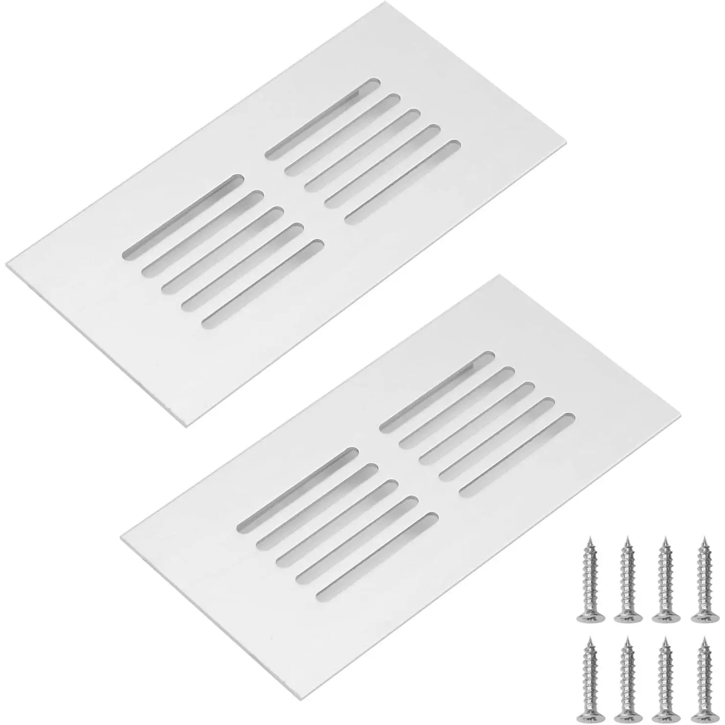 White Air Vent Covers,Fits 2.6'' x 1.3'' Duct Openings,2Pcs | 4'' x 2'' Outer Size  Grille Ventilation Cover with Screws,Door Air Vent Cover for Cabinet,Shoe Cabinet