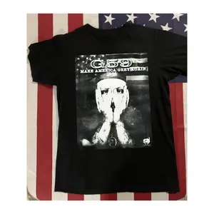 uicideboy G59 Make America Grey Again Vintage Distressed Black White American Flag Background Portrait Praying Tattooed Hands Retro Grunge Hip Hop Rap Graphic T-Shirt Unisex Oversized Crew Neck Soft Pre-Shrunk Black Cotton Loose Fit Tee Up To 5XL Big & Ta