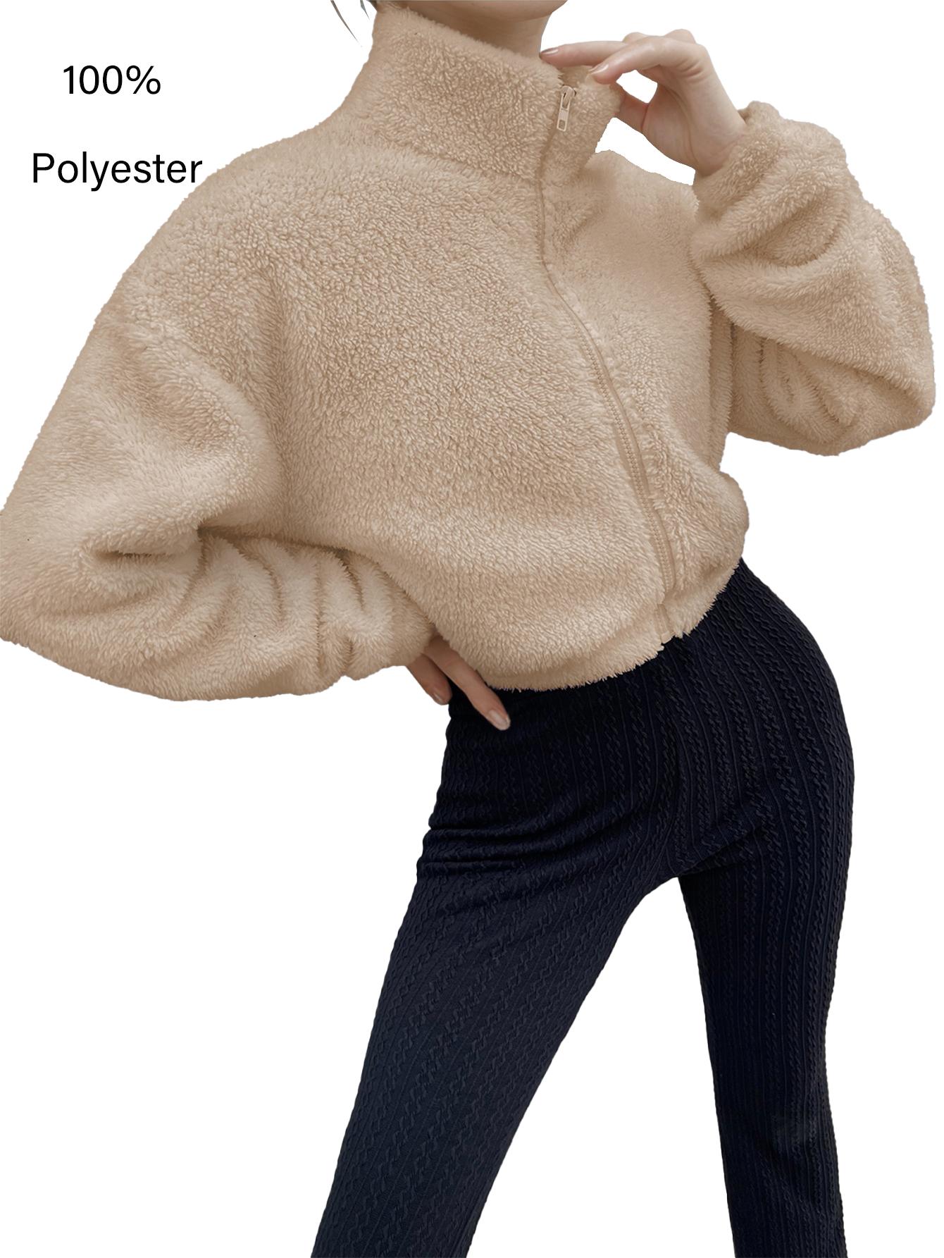 New Spring Women's Jacket, High Neck Zipper Cardigan, Plush Coat