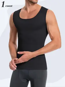 Men's Solid Color Compression Stretchy Shapewear Tank Top, Tummy Control Shaper, Tummy Tuck Shapewear, Men's Shapewear for Daily Wear