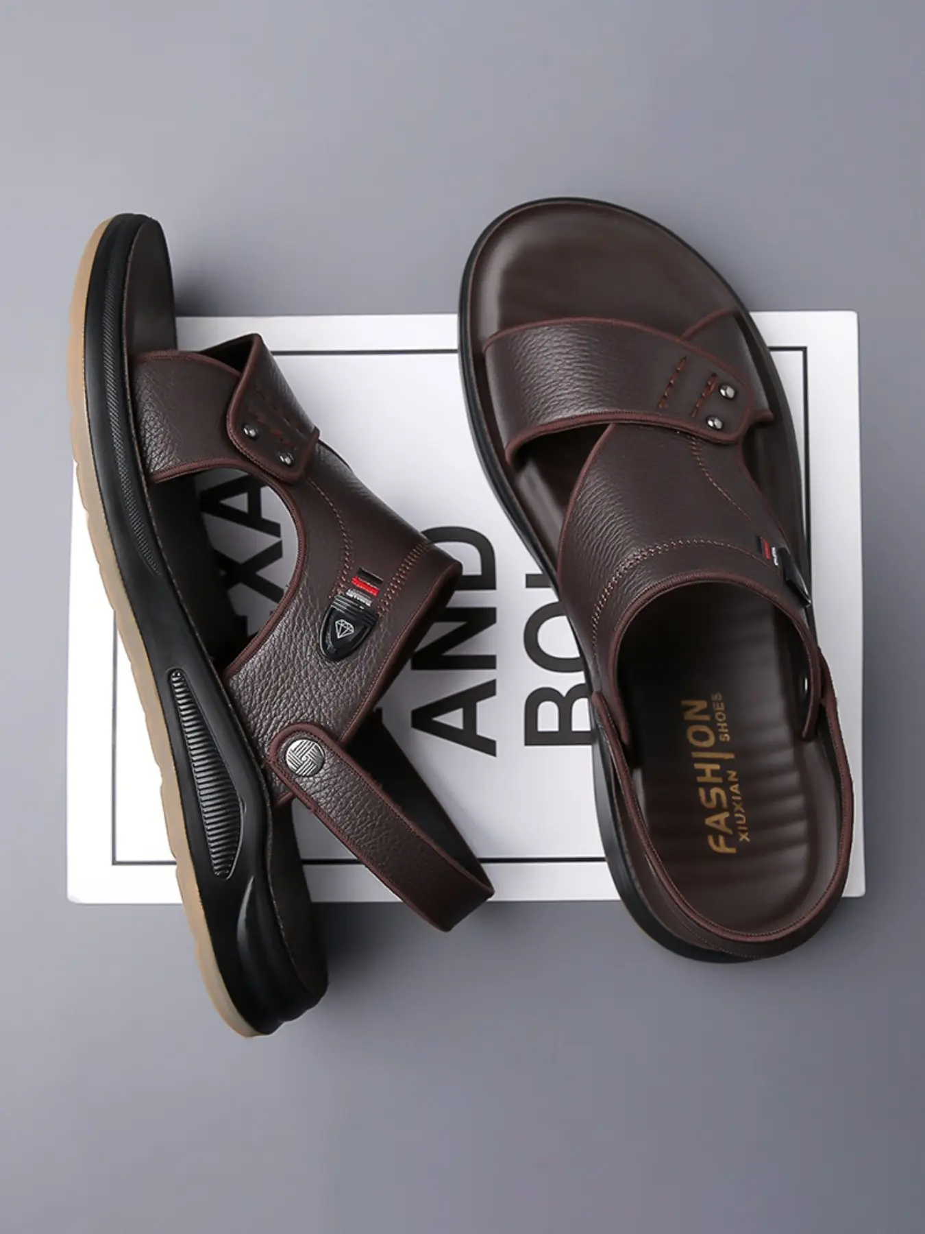 Men's Casual Sandals, High-Quality Synthetic Leather, Anti-Slip Soft Sole, Breathable Open-Toe, Ideal for Beach, Commute, Daily Walks, Summer Beach Footwear