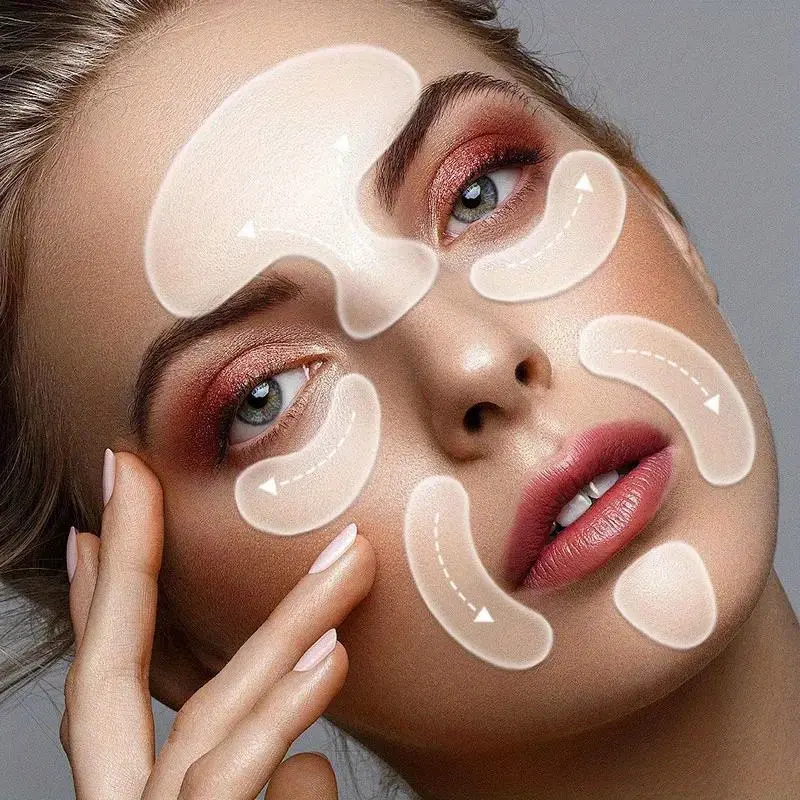 6pcs Transparent patch facial stickers for autumn and winter skin care, forehead tTransparent color patch suitable for eyes, nose, and lips, with adhesive properties. Facial silicone material patch set