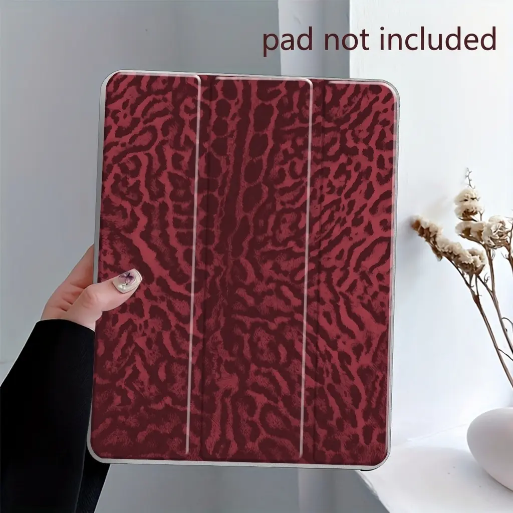 Retro Wild Leopard Print Three-tiered stand iPad case, Ipad Tablet Accessories, Transparent Acrylic Back Panel With Pencil Slot, Suitable for All iPad models, Scratch-resistant Ultra-thin Protective Case, Suitable for Office, School & Home (Case Only)