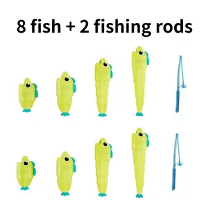 Fishing Toy 10pcs/Retractable Fish Toy/2-Player Battle/8 Fish + 2 Fishing Rods/Competitive Game/Educational Early Learning Board Game for Boys And Girls