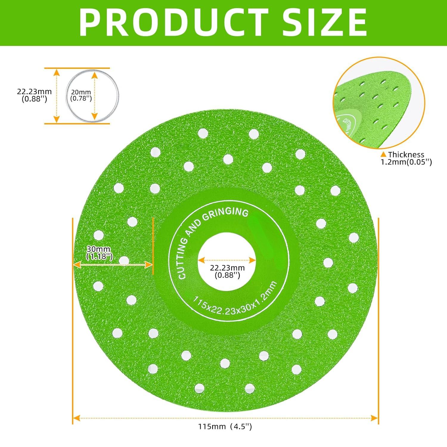 4PCS 4-1/2 Inch Diamond Saw Blades - Ceramic, Glass, Rock & Tile Cutting Disc for Angle Grinder, Industrial Strength Diamond Blade Set