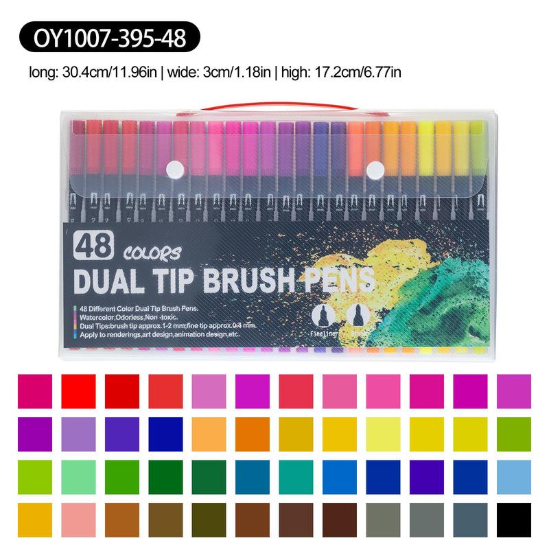 12/24/36/48/60/100/120/132 Colours Double Fibre-Tip Pens,Dual Brush Pen Set,Fine Tip Brush Art Markers for Adult Student Drawing Watercolours Bujo Art Supplies