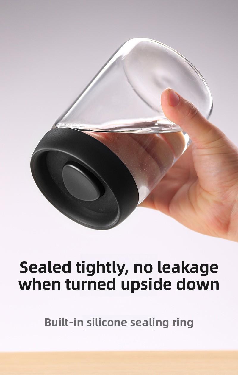 High Borosilicate Glass Sealed Jar 500Ml Black Gold Cap Kitchen Grain Candy Jar Press-Type Vacuum-Sealed Storage Jar