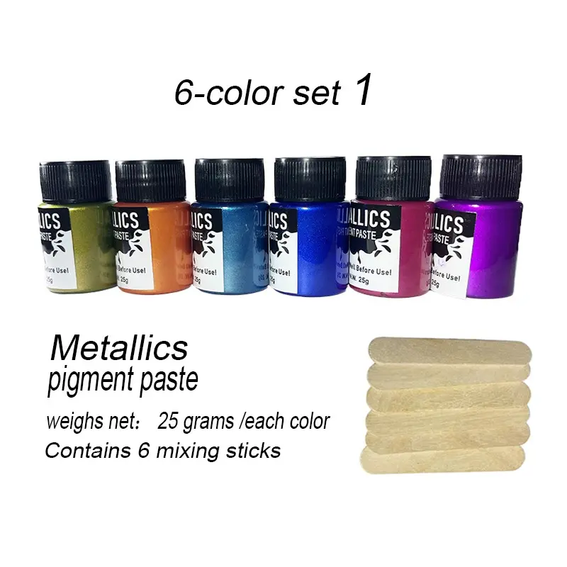 High-Quality 6-Color Set, 25g Metal Epoxy Gel Per Bottle, Even Color Distribution, Ideal for Handcrafted Jewelry, Home Decor, Casting Crafts