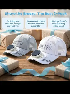 2-Pack Summer Solar USB Dual Charging Fan Hat, Adjustable 3-Mode Cooling Baseball Cap, Outdoor Hiking Fishing Camping Sunshade, Summer Gift
