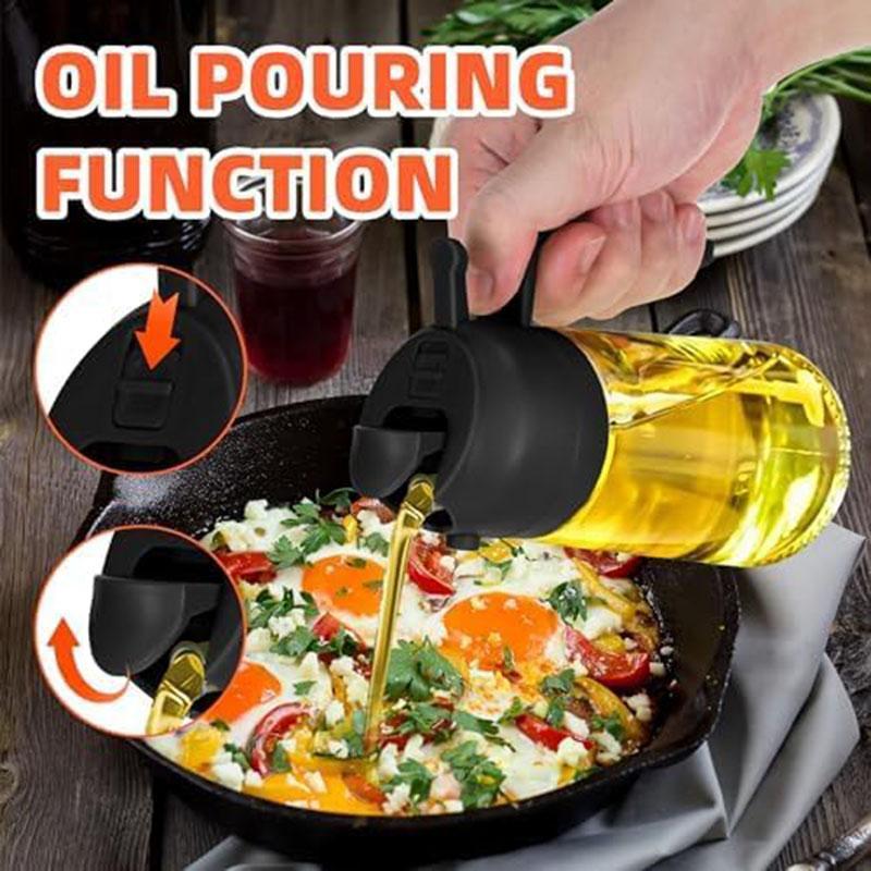 Multifunctional 2-in-1 Glass Oil Dispenser, 1 Count Olive Oil Sprayer with Handle, Oil Dispenser for Cooking, Baking, Frying, Kitchen Utensils & Gadgets #GLOBAL PICKS
