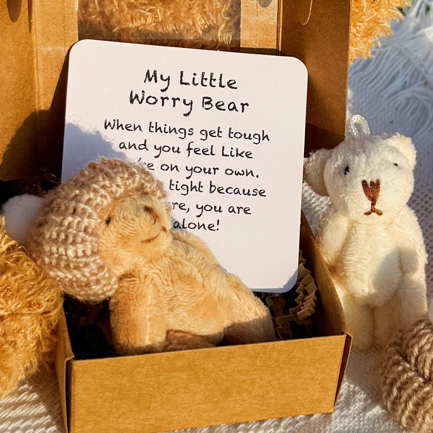 Little Bear in Box, Gift Box Design, 1 Set Mini Plush Bear with Inspirational Card, Sympathy Gift