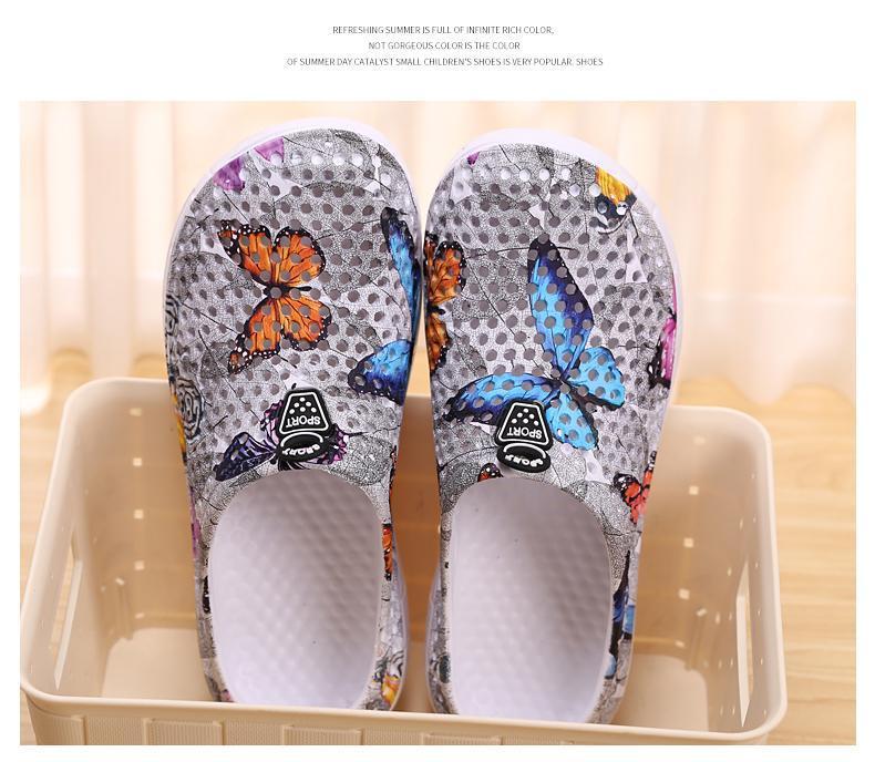 Butterfly Print Mesh Clogs for Women, Breathable Slip On Mules, Lightweight Non Slip Casual Summer Sandals, Cute Comfortable Nursing Shoes for Indoor Outdoor Beach, Trendy Aesthetic Footwear