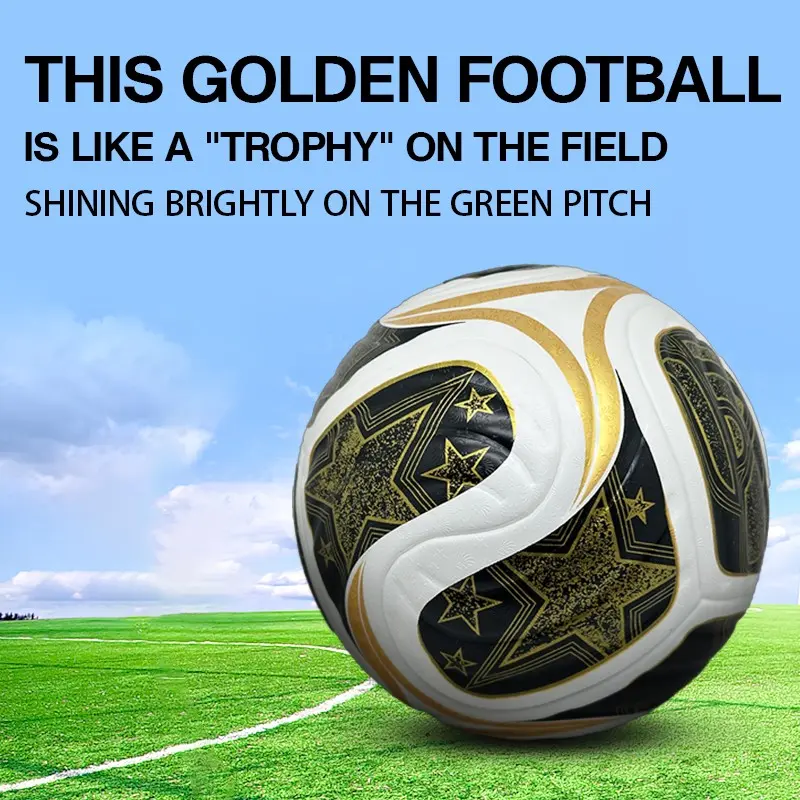 Gold Star 5-Number Standard Soccer Ball, Heat-Bonded Seamless Stitching, Durable Anti-Slip PU Material, Outdoor Match Ball, Ideal for Adults and Students
