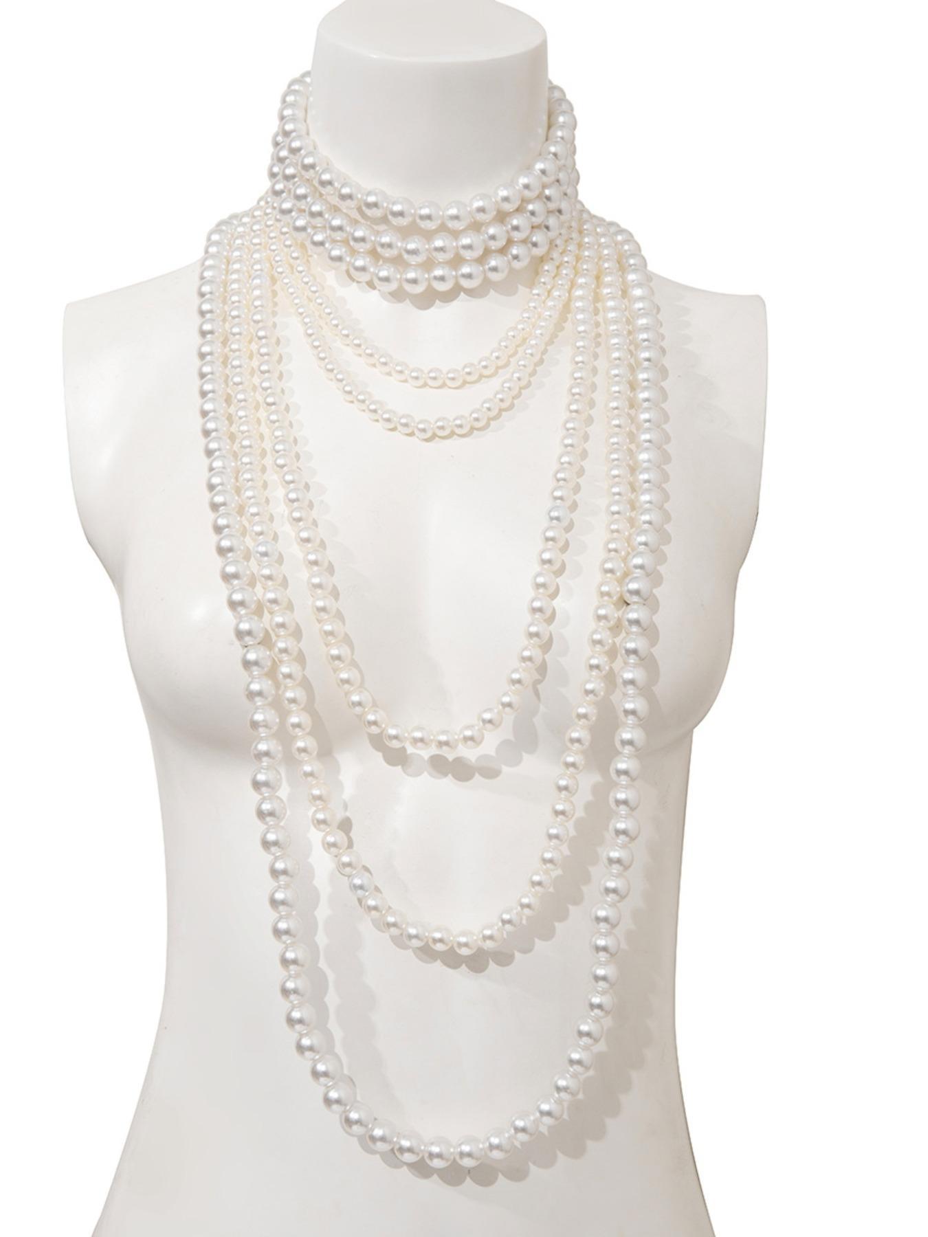 Women's Elegant Faux Pearl Decorated Necklace, Fashion Necklace, Exquisite Trendy Choker, Chic Jewelry As Gift for Girlfriend, Elegant Beaded Necklace