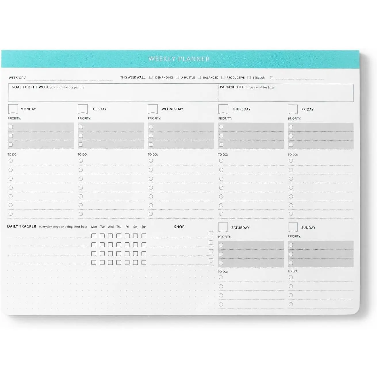 A4 Undated Weekly Desk Planner with Habit Tracker, Daily To-Do List Notepad, Task Checklists, Priority Checkboxes & Notes - Dashboard Notebook for Office Organization & Daily Planning
