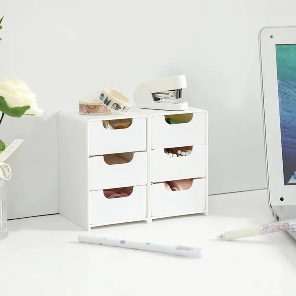 Stackable Storage Box Organizer, Dustproof Cosmetic Drawer Unit, Makeup Organizer Box, Ideal for Desktop Organization, 6 Compartment Design, Multilayer Storage