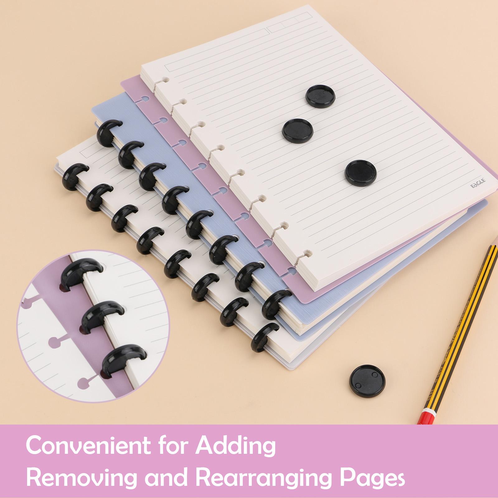 Discbound Notebook, Refillable Notebook, Durable Poly Material Cover, 60 Sheets Lined Pages, A5 Sizes - for Notes and Plans | Ideal Notebook for Students and Office Workers