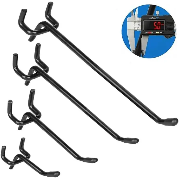80-Pack 2/4/6/8 Inch Heavy Duty Pegboard Hooks, Extra Thick 1/4" Black Pegboard Hooks for Hanging, Pegboard Accessories for Garage, Kitchen, Gym, Store Wall Organizer