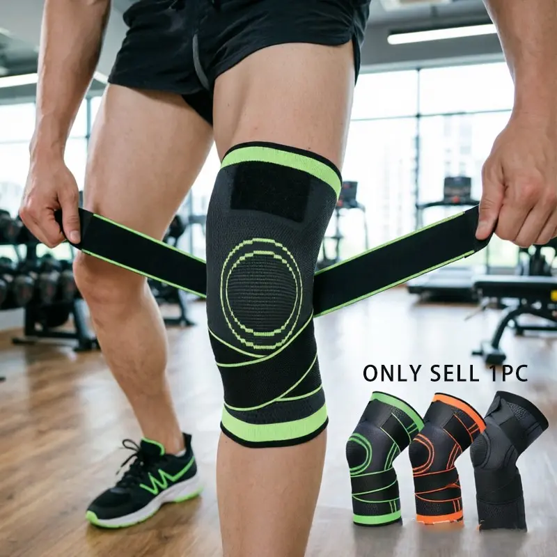 Breathable Outdoor Sports Knee Brace, Adjustable Strap, Non-Slip Knit Compression, Ideal for Running, Cycling, Basketball
