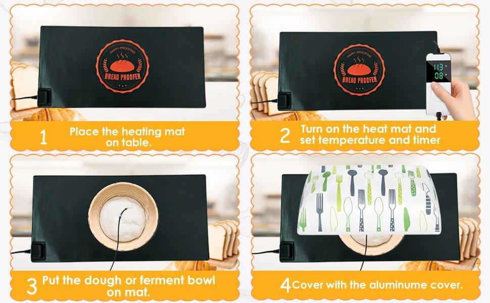 THE WELL KEPT Sourdough Warming Mat Bread Proofer Heating Pad with Temperature & Timer Control Waterproof Dough Proofing Mat Warmer for Bread Dough Proofing Yogurt Fermentation