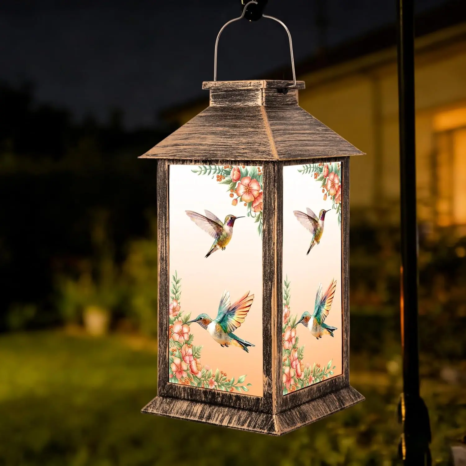5.5 x 13.8 Inch Hummingbird Solar Lanterns Outdoor  | Birthday Gifts for Women Mom and Grandma,  Decorative Solar Lantern for Garden Yard Lawn Patio Decor
