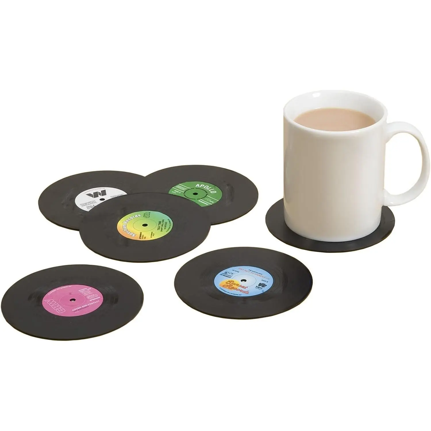 Retro Vinyl Coasters 6-Pack, Cool Drinks Coasters, Great Housewarming Gift, Music Lovers Gift idea