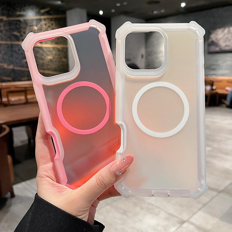 Magnetic Ice Mist Matte Color Gradient Dragon Phone Case Suitable for Apple/iPhone 17 16 15 14Plus 13Pro 12pro 11Pro Max Supports Wireless Charging Colorful Laser Four Corner Shockproof Male and Female Protective Cases Holiday Gifts