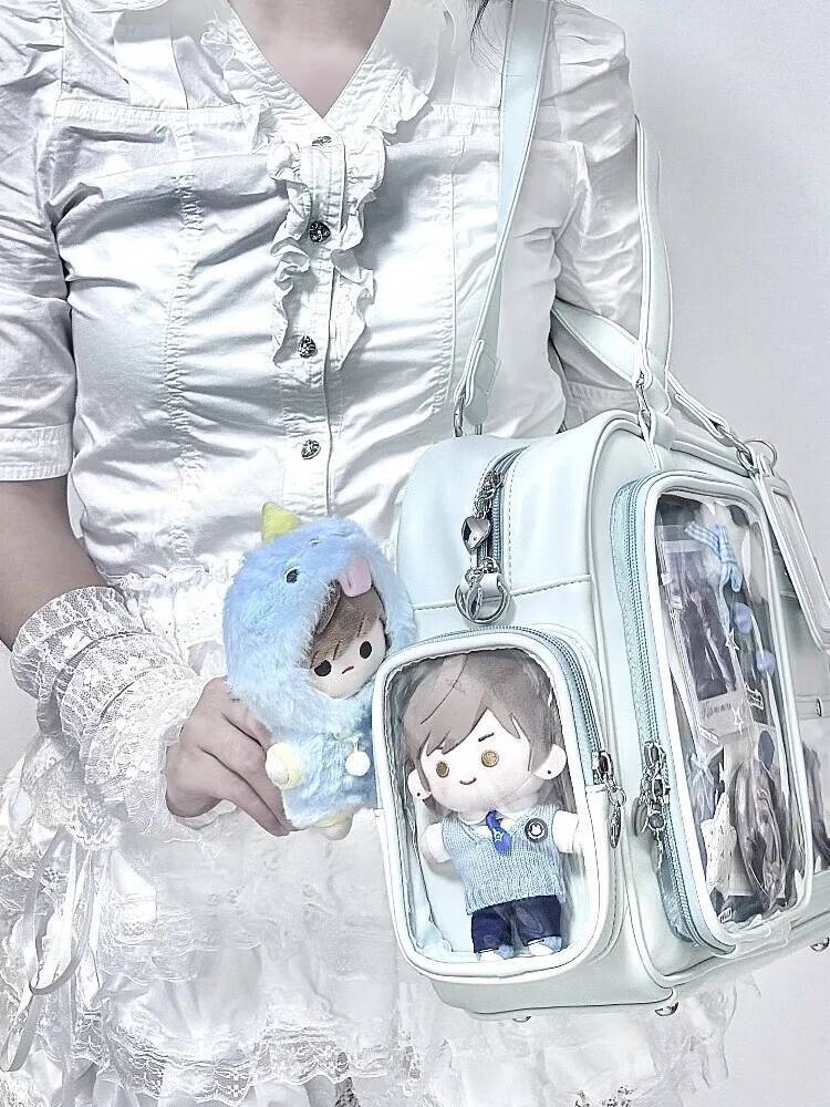 Y2K New Cute Ita Bag Concert Large Capacity Backpack Lolita Girl Transparent Shoulder Bag DIY Badge Display Casual Crossbody Bag