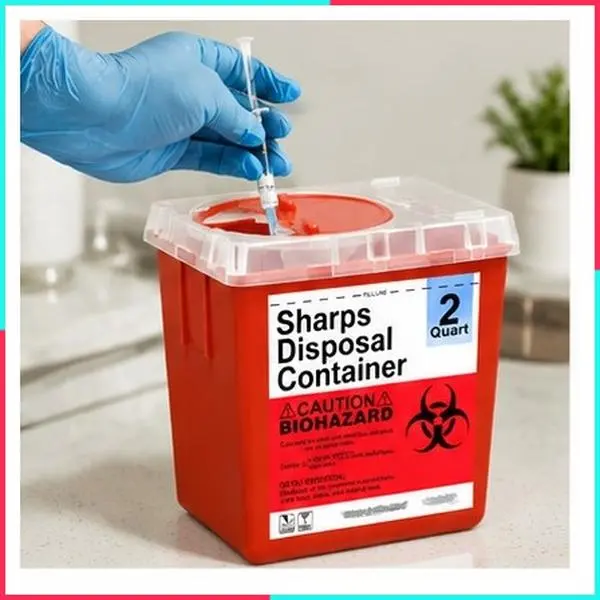 Sharps Container for Home Use, Needle Disposal Container, Biohazard Small 2 Quart