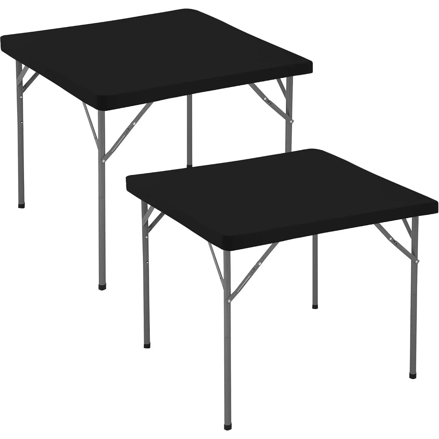 Square Fitted Tablecloth 34x34 Inch-2 Pack Black Card Elastic Spandex Table Cover-Small Stretch Folding Table Cloths Topper Cap for Kitchen Dining Picnic Patio Outdoor Party Tables