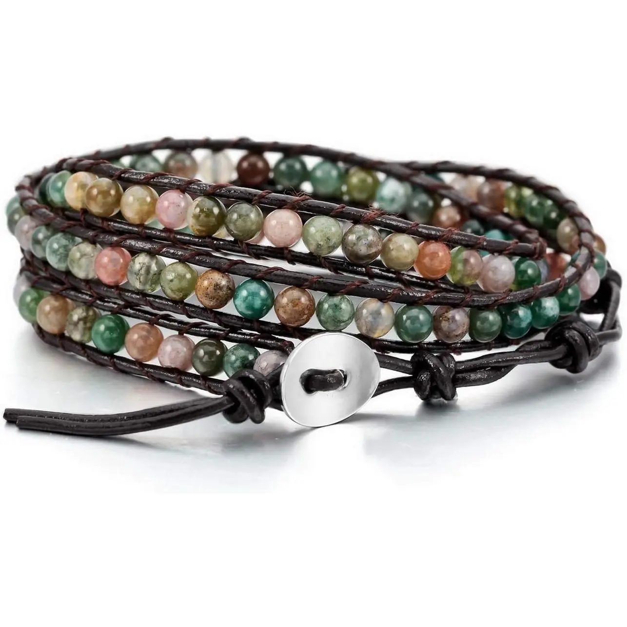 Custom Bead Wrap Bracelet for Women Engraved Name Photo    Beads Layered Bracelet Bohemian Style 3 Wraps Adjustable Bracelets  Gifts