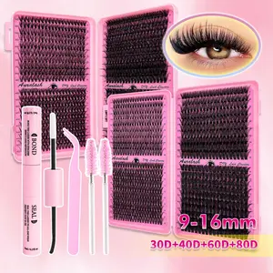 DIY Lash Extension Kit 616/800PCS 30D 40D 60D 80D 、10D-100D 9-16mm D Curl Soft Fluffy Individual Lashes, Comes with Bond Seal & Tweezers, Easy Self Apply, Beginner Friendly, Natural Manga Eye Makeup, Lash Glue Sold Separately