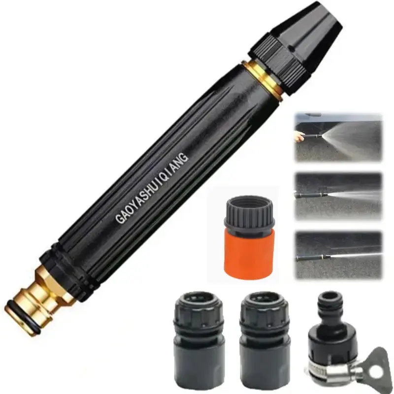 Portable High Pressure Car Wash Gun, 3/4 Inch Quick Connect Adapters, Multifunctional Garden Hose Nozzle, Adjustable Spray for Car Cleaning & Pet Grooming, Car Wash Sprayer