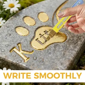 Tombstone Marker Pen, Restore Faded Text on Granite Surfaces, Waterproof Quick-Dry Oil-Based Fine Tip, Cemetery Maintenance