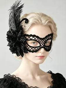 Masquerade Feather Mask Half Face, Carnival Eye Cover, Sexy Mask, Halloween Prop, Perfect for Parties and Festivals