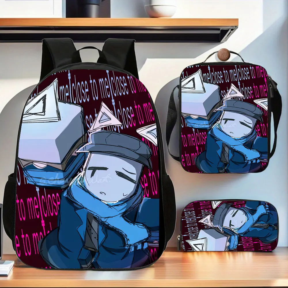 Forsaken John Doe 3-Piece School Backpack Set - Stylish Daypacks with Retro Chic Design, Spacious Book Bag, Handbag, Multiple Pockets Pencil Case, Ideal for Travel/Study