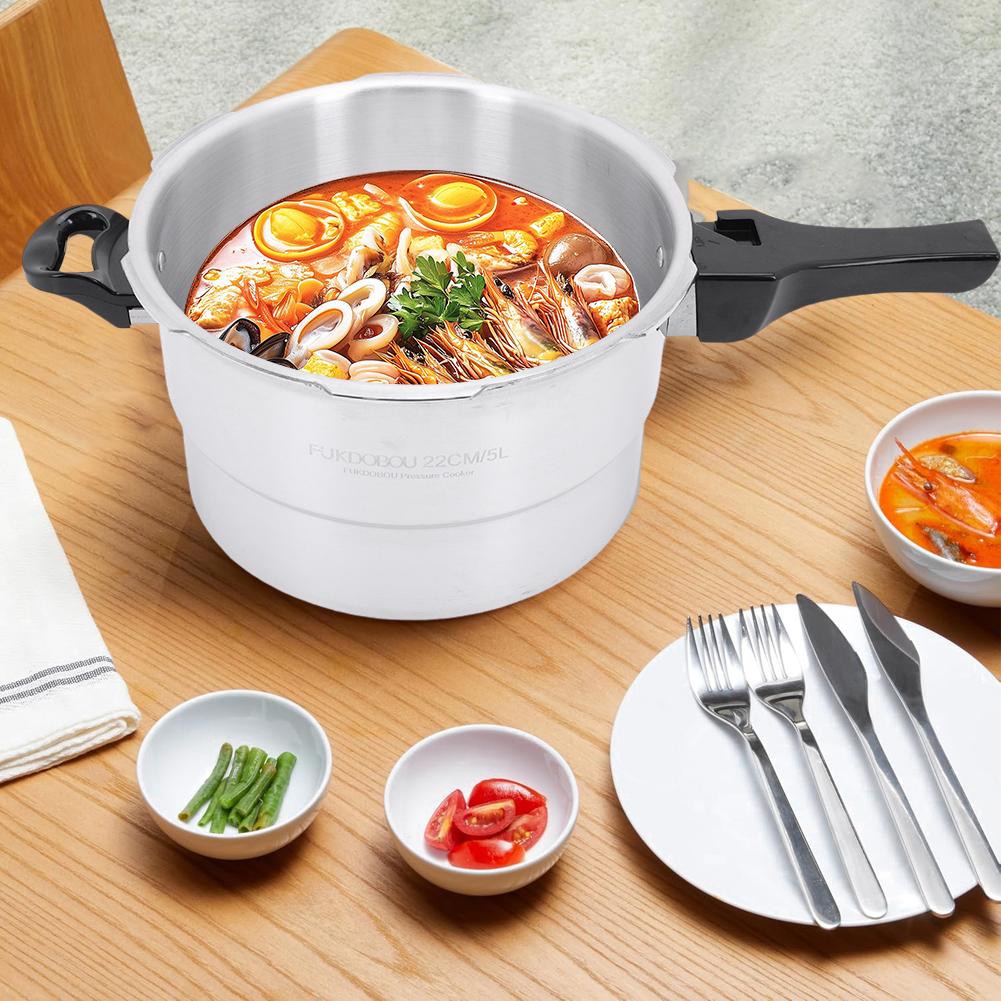 1-Piece Aluminum Alloy Round Pot Pressure Cooker, Multi-Size Cookware with Steaming Plate, Household Stovetop Canner Compatible with Gas & Induction Cookers, Nutrient-Lock Design, Pressure Cookers