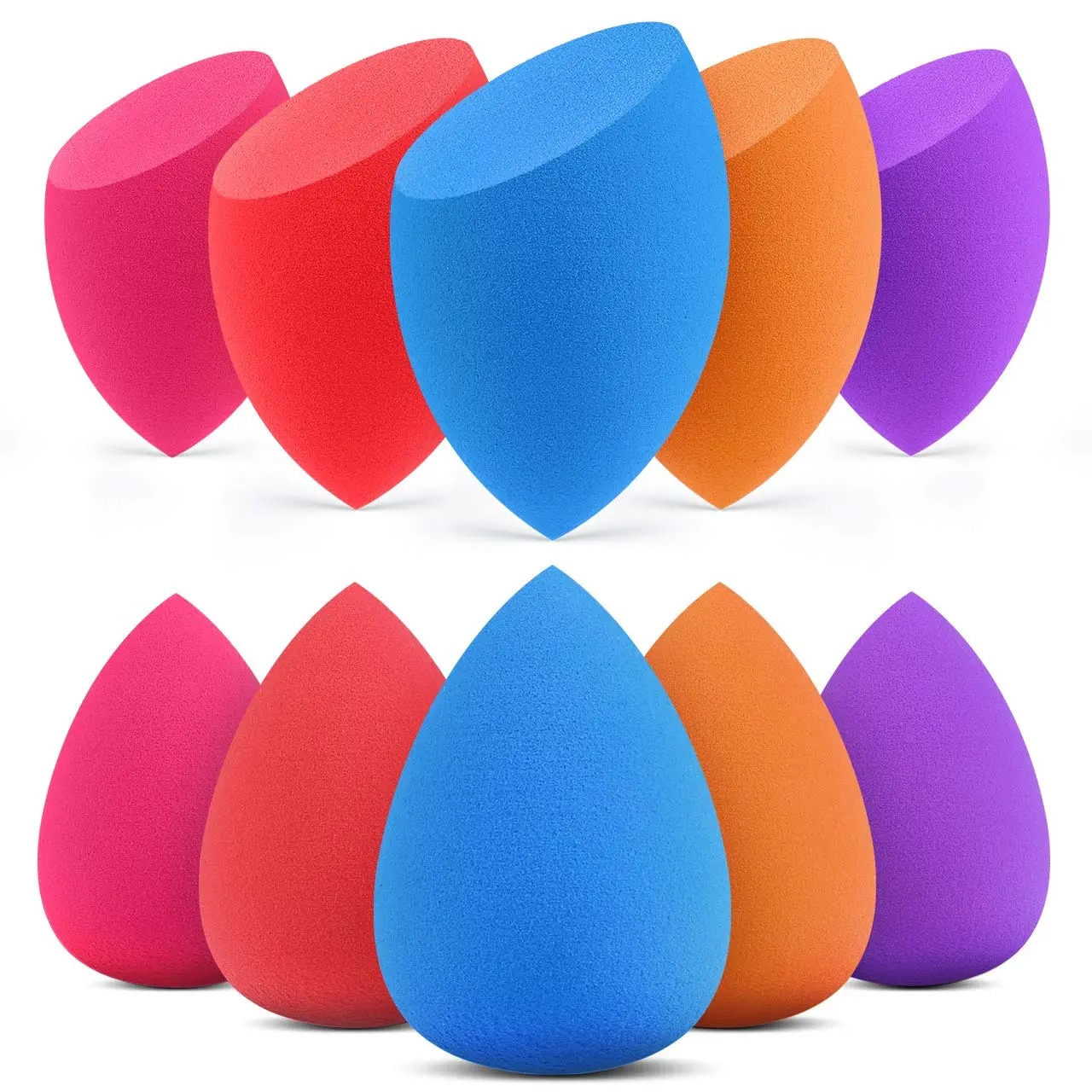 10 Pcs Makeup Sponge Set, Multi-Colored Beauty Blenders for a Flawless Finish, Reusable for Wet and Dry Use with Liquid, Cream, and Powder, Dry/Wet Use