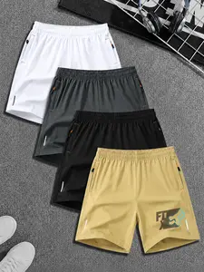 4-Piece Sport Shorts Set, Mountain Biking, Outdoor Activities, Daily Wear, Fox Head Letter Print, Lightweight Quick-Dry Breathable Fabric, Unisex