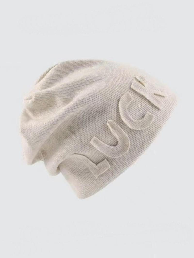 Letter Pattern Beanie Hat, Casual Thickened Ear Protection Cap for Fall & Winter, Fashion Accessories for Both Men & Women, Winter Skull Cap