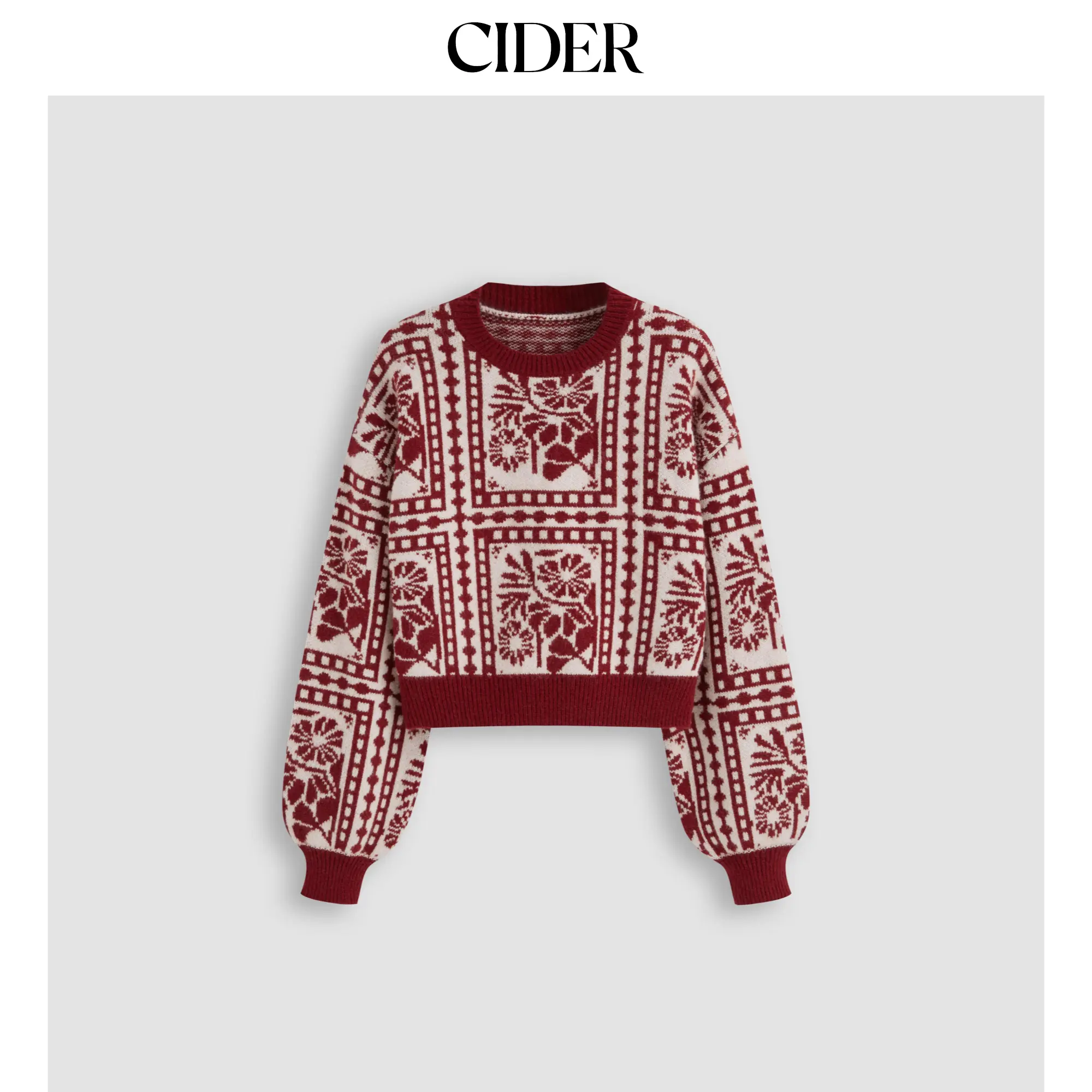 Cider [size 2-26] Knit Round Neckline Floral Contrasting Binding Sweater