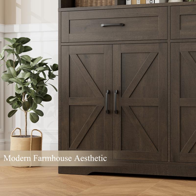 HOSTACK 71" Tall Bookcase with Drawers and Doors, 47" Wide Book Shelf and Bookcase with Storage, 6 Tier Large Book Storage Cabinet with 14" Deep Display Shelves Living Room White FathersDayGift