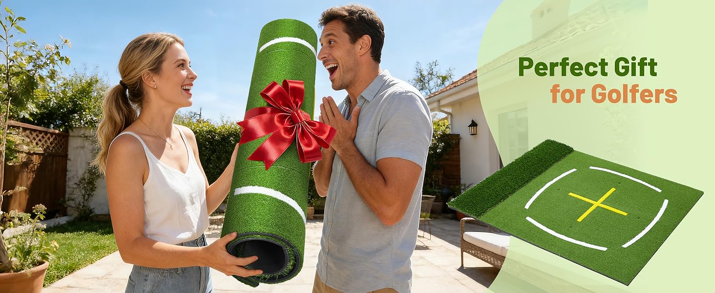 5x4 ft Dual Turf Golf Mat Thickened Golf Hitting Mat with Rough Artificial Grass, for Backyard Garage Indoor & Outdoor Swing, Chipping Practice, Ideal Gift for Golfers Men Dad