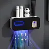1 Smart Toothbrush Sanitizer with Automatic Toothpaste Dispenser - Wall-mounted, 5-slot Storage, Durable Plastic, USB-rechargeable Lithium Battery, Modern Bathroom Organization and Home Decor, Bathroom Organizer, Toothbrush Sterilizer Holder | Modern