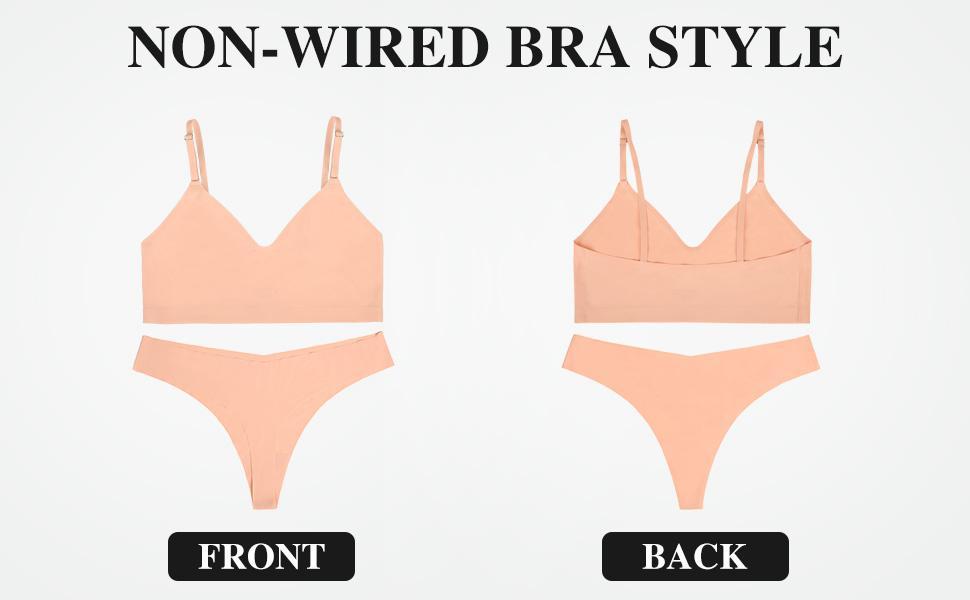 Bra and Panty Sets for Women Seamless Bralettes Lingerie Sexy Sets Comfortable Sports V Neck Bras Panty Thongs Sets